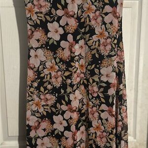 Floral Maxi Dress in Black and Pink